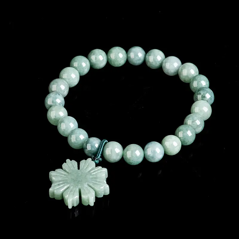 Natural Jadeite UNISEX Jade Bracelet Green Sunflower Original Design - Image 9