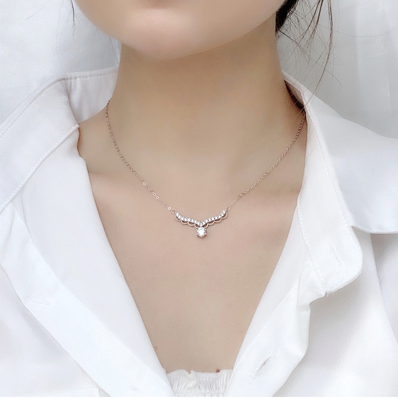 Christmas 925 Sterling Silver Moissanite Pave Deer Antler Pendant Necklaces - Image 4