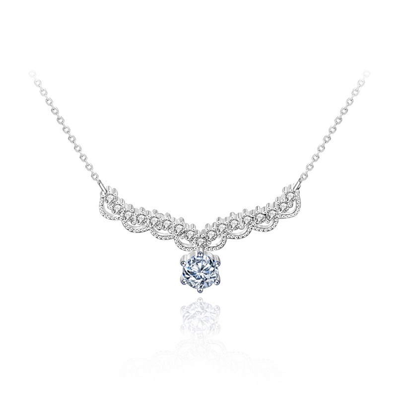 Christmas 925 Sterling Silver Moissanite Pave Deer Antler Pendant Necklaces - Image 5