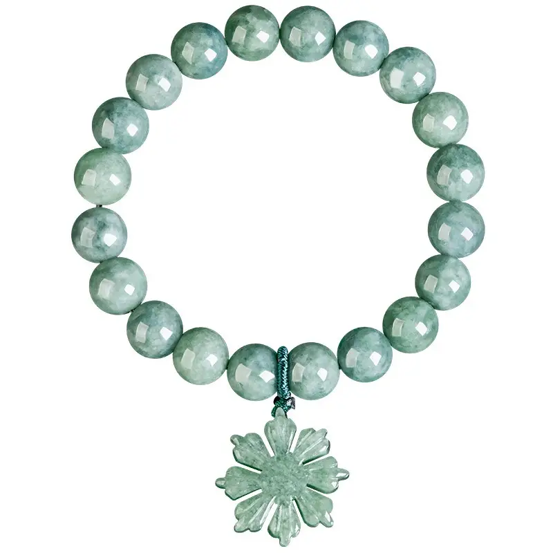 Natural Jadeite UNISEX Jade Bracelet Green Sunflower Original Design - Image 8