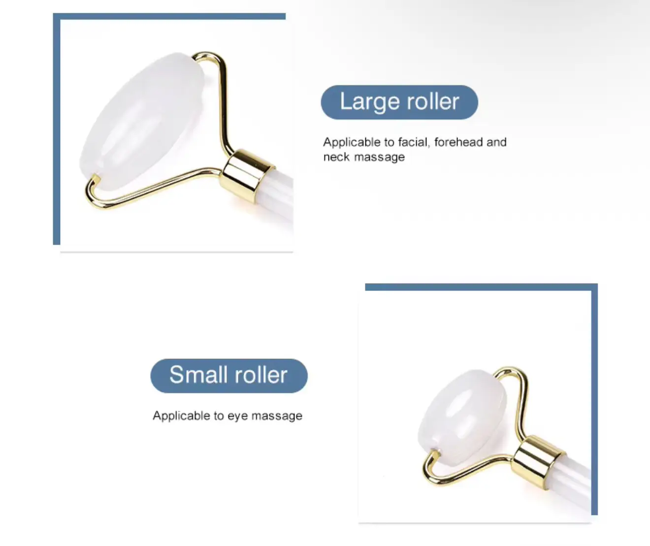Natural Rose Quarts and White Jade Double Head Massage Roller for Face Beauty - Image 7