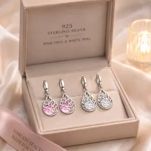 Opal Stone Flower Stud Earrings, meticulously crafted from high-quality 925 sterling silver