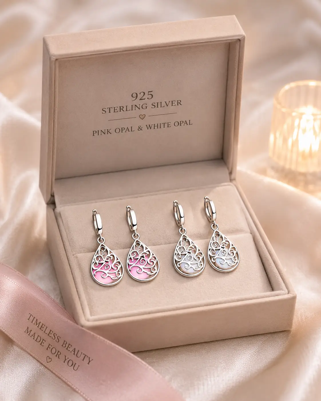 Opal Stone Flower Stud Earrings, meticulously crafted from high-quality 925 sterling silver