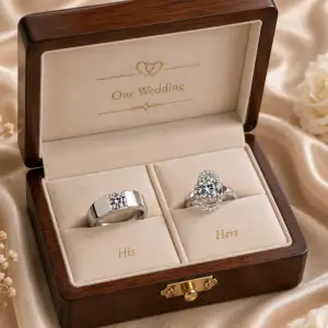 Women Wedding Promise Couple Diamond 925 Sterling Silver Ring Set Mens Rings