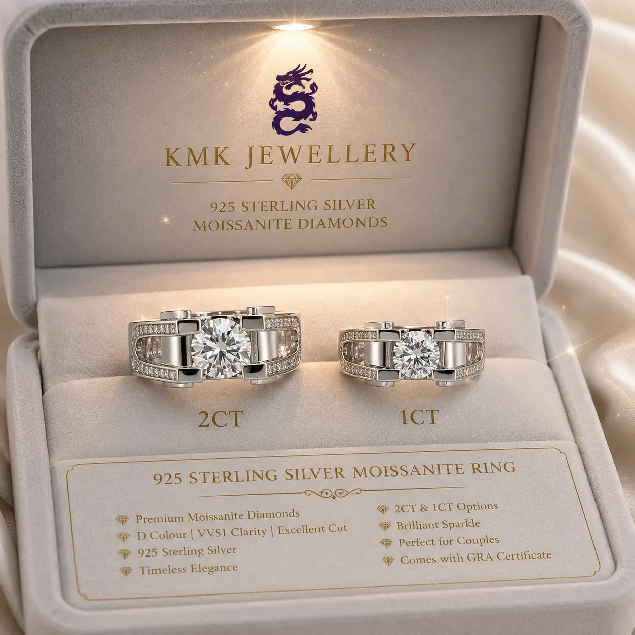 Men's S925 Silver Rings DVVS1 Moissanite