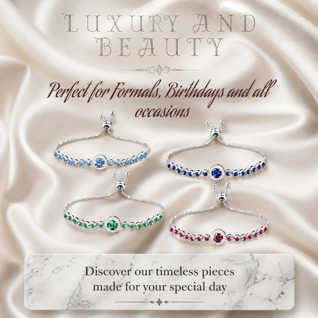 Adjustable 925 Sterling Silver Tennis Bracelet with Sparkle Zircon - Image 2