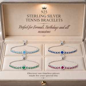 Adjustable 925 Sterling Silver Tennis Bracelet with Sparkle Zircon