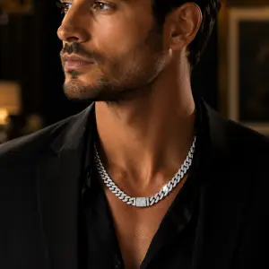 Luxury Double Row Cuban Link Necklace – 925 Sterling Silver with VVS Moissanite