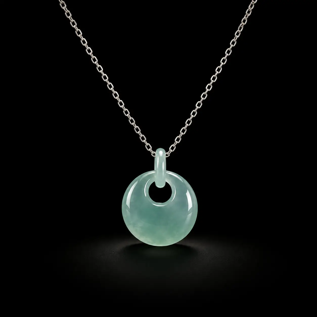 Luxury Natural Jadeite Blue Water Doughnut (Pi Disc) Pendant – 925 Sterling Silver - Image 7