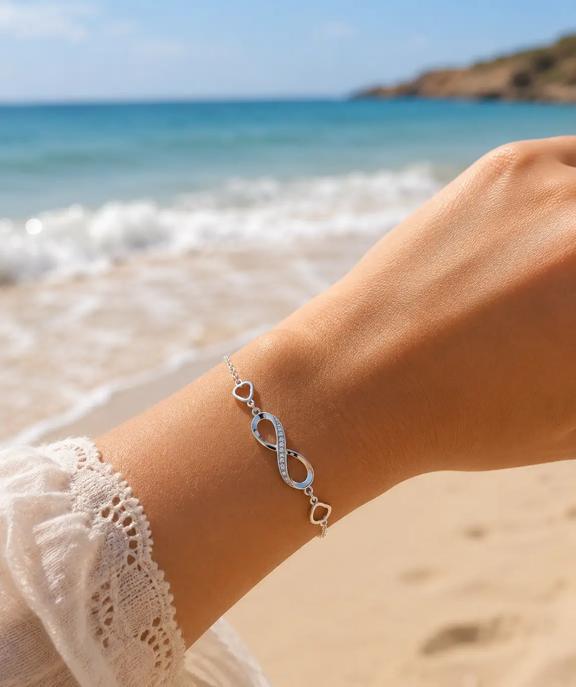 Christmas Gift Infinite Endless Love Symbol 925 Sterling Silver Charm Adjustable Infinity Anklet/Bracelet - Image 4