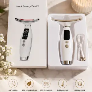 Anti-Aging Neck Face Beauty Device 7 Colors LED Lights Therapy Wrinkle Removal Electric Neck Lifting Massager