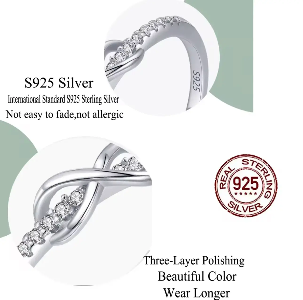 Good Quality Cubic Zirconia Ring with Crystal Fashion with infinity symbol - Image 2