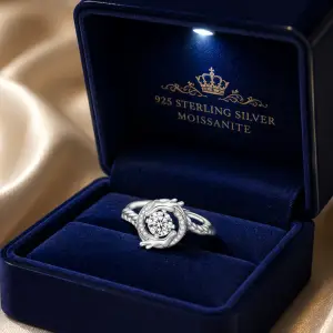 Chinoiserie Moissanite Ring – 925 Sterling Silver Comet Design