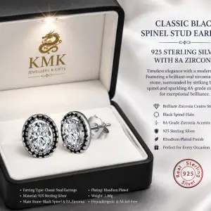 925 Sterling Silver Jewelry Classic Black Spinel
