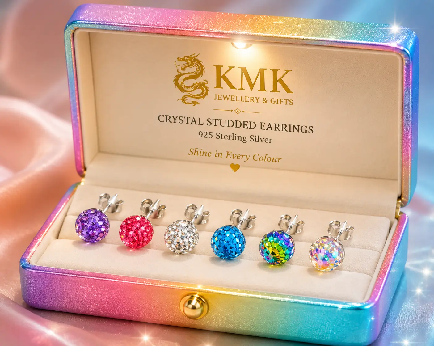 Luxury Female Colourful Crystal Ball Earrings Fashion Silver Plated Needle Colour Jewellery Vintage Round Stud Earrings