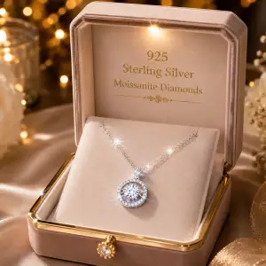 Classic Design Moissanite Pendant Necklace 925 Sterling Silver VVS Moissanite Diamond Pendant Necklace for Woman