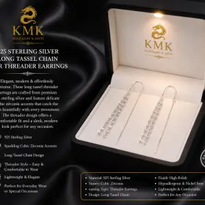 925 Sterling Silver Long Tassel Chain Ear Threader