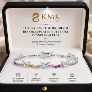 Custom 925 Sterling Silver Rhodium Color 5A Zirconia Butterfly Tennis Bracelets for Women