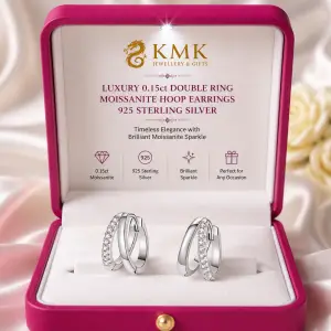 0.15ct Double Ring Moissanite Hypoallergenic Jewellery Earrings Moissanite Hoop Earrings