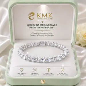 Luxury Bracelet 925 Sterling Silver Heart Tennis Bracelet CZ Heart Bracelet for Woman