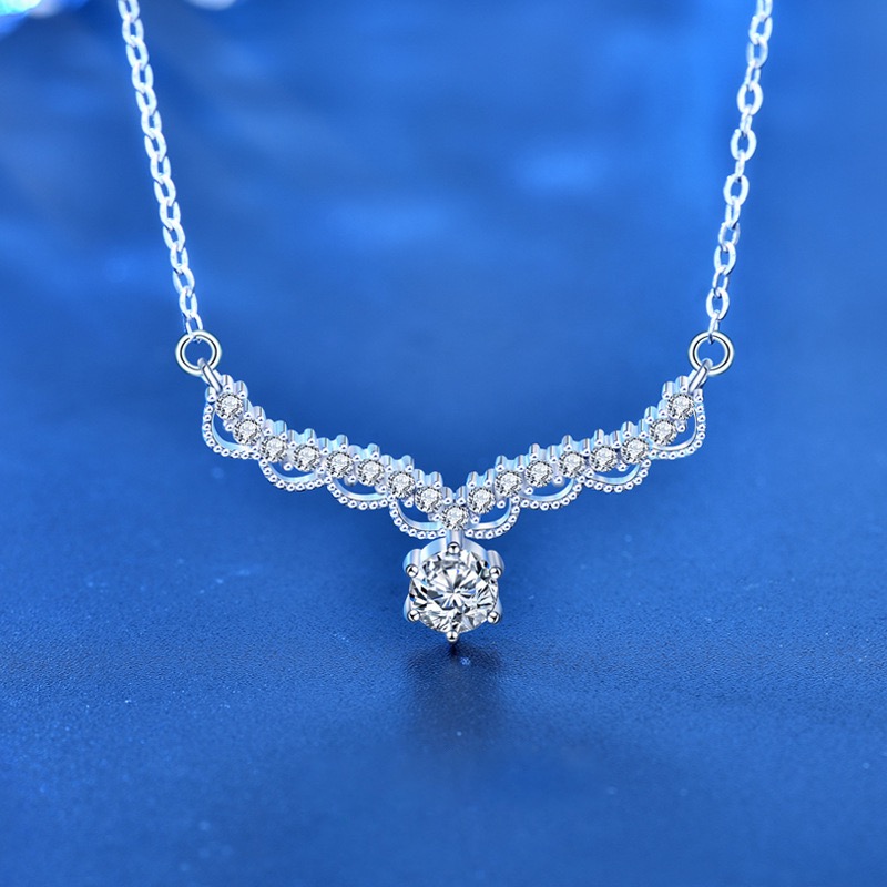 Christmas 925 Sterling Silver Moissanite Pave Deer Antler Pendant Necklaces - Image 10