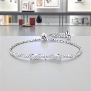 Sterling Silver 925 Bowknot Cubic Zirconia Bracelet