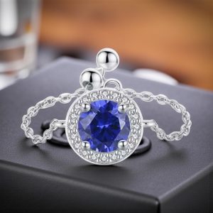 Fashion 925 Sterling Silver Chain Ring Adjustable Finger Rings for Girls and Women