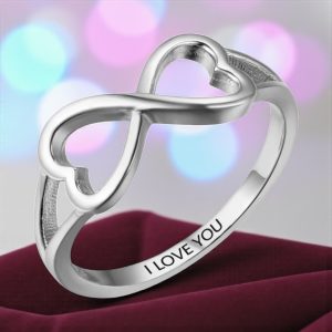 Rings for Couple 925 Sterling Silver Double Heart Rings I Love You Promise Ring