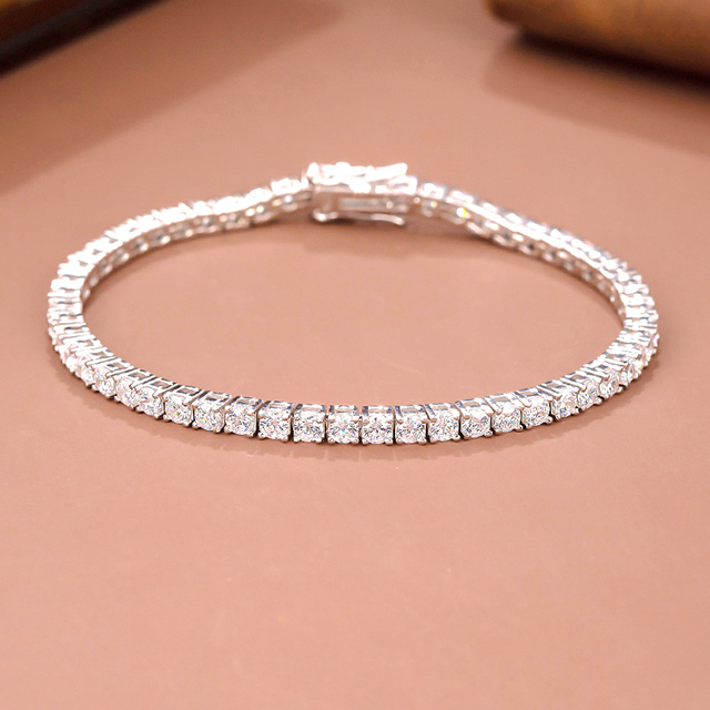 3MM Cubic Zircon Bracelet Silver 925 Tennis Bracelet - Image 4