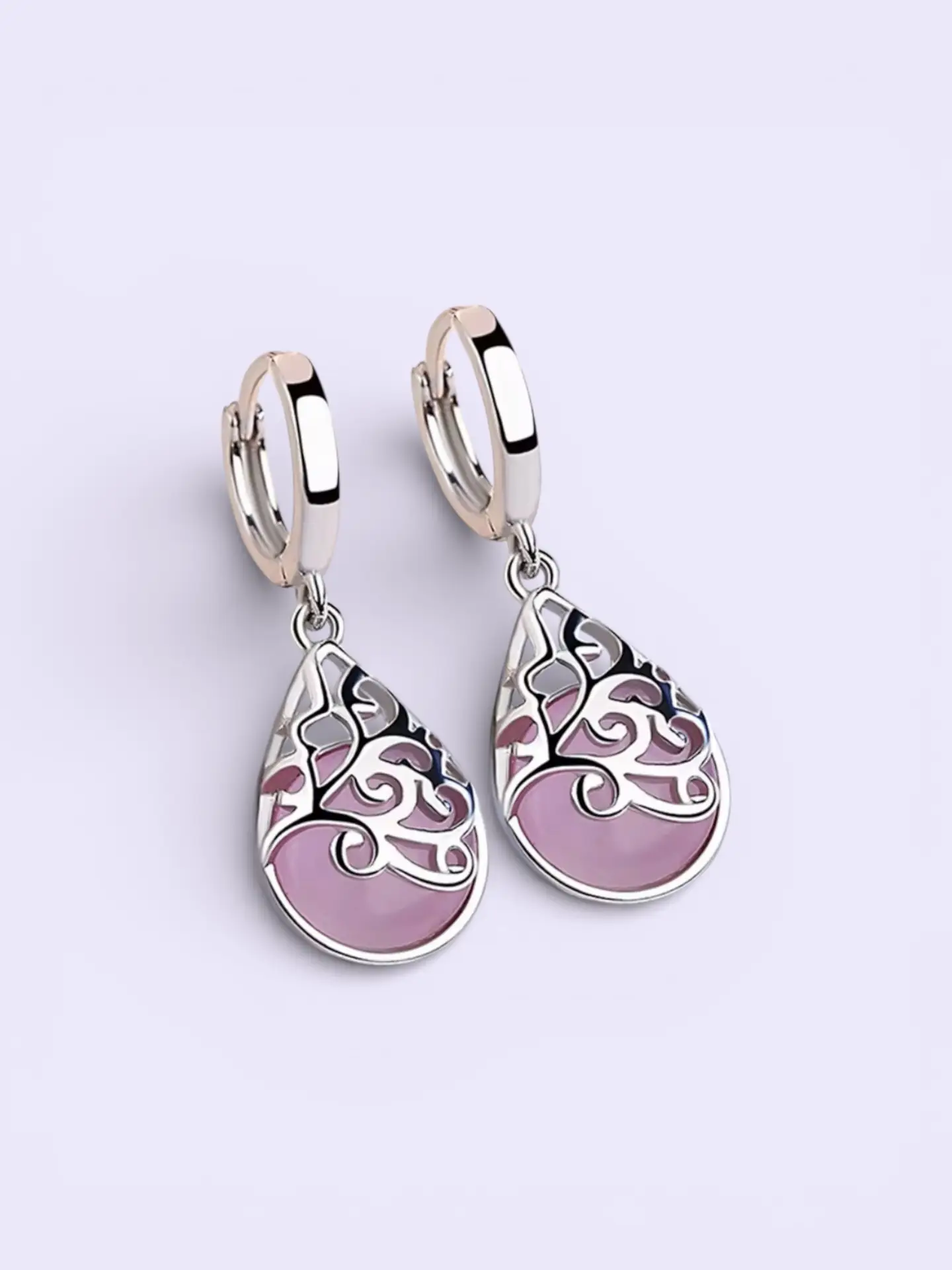 Opal Stone Flower Stud Earrings, meticulously crafted from high-quality 925 sterling silver - Image 9