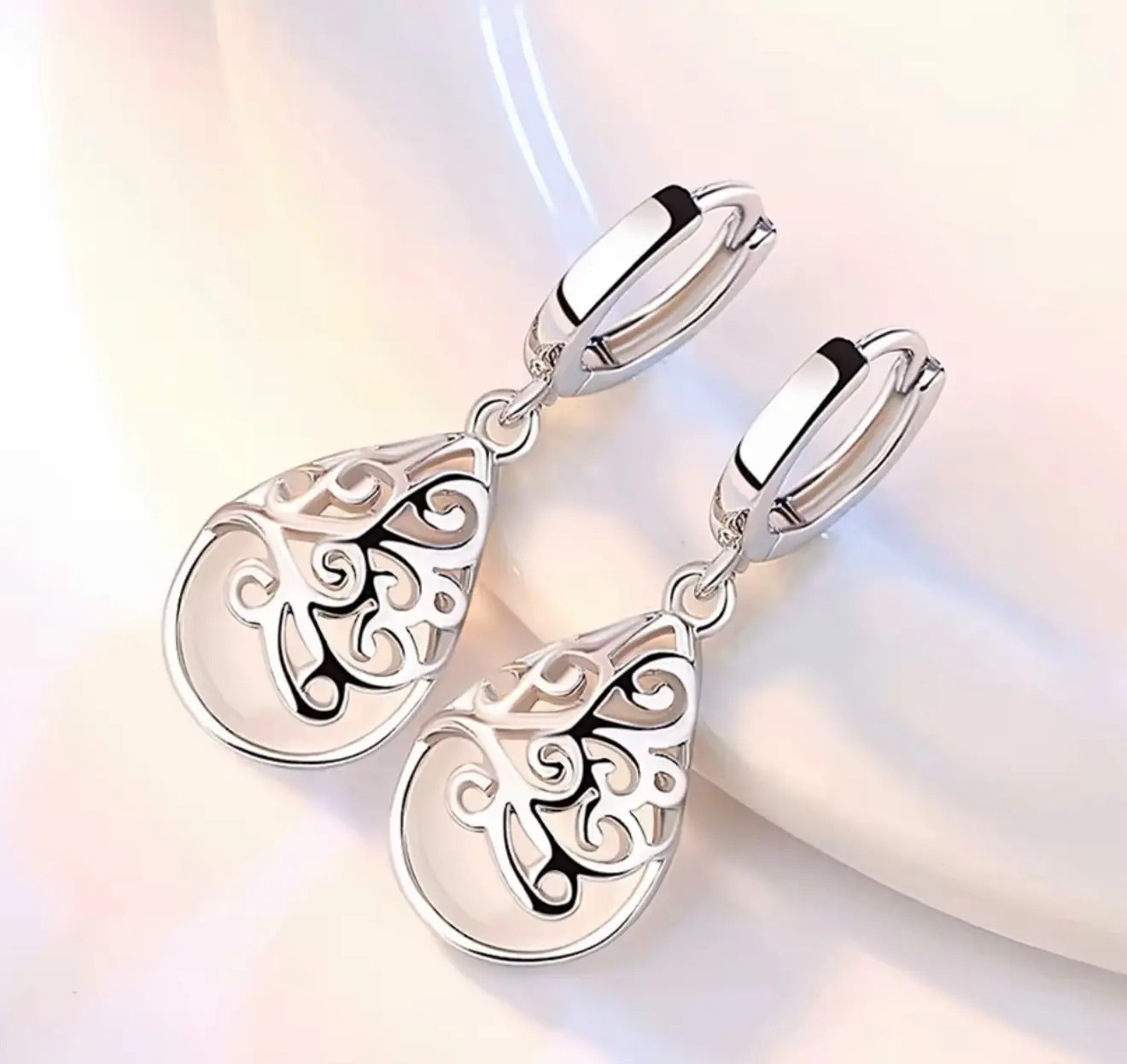 Opal Stone Flower Stud Earrings, meticulously crafted from high-quality 925 sterling silver - Image 7