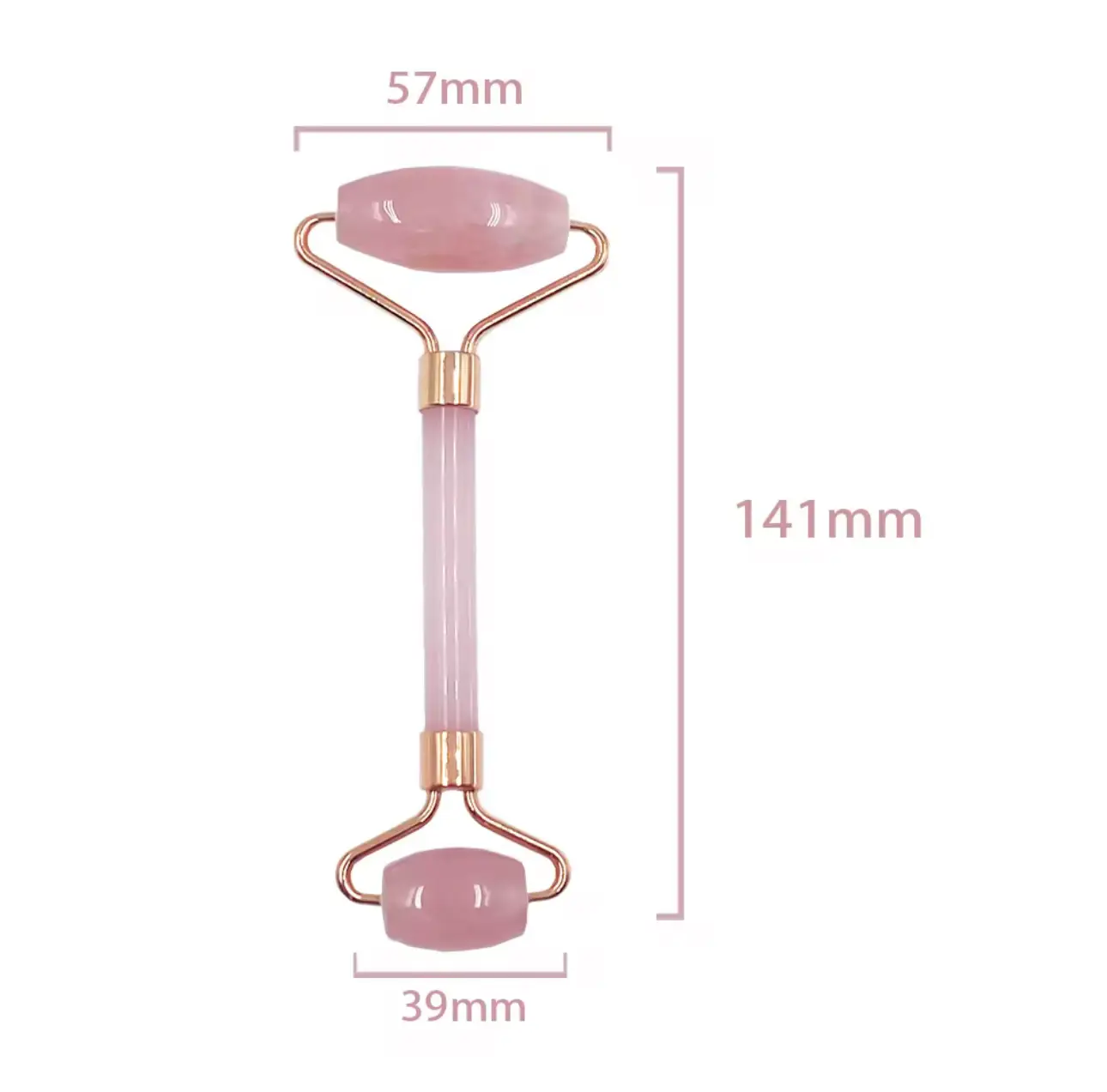 Natural Rose Quarts and White Jade Double Head Massage Roller for Face Beauty - Image 2