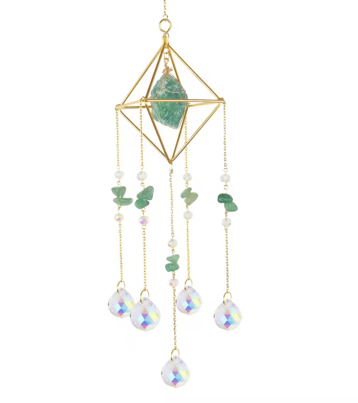Double Pointed Crystal Column Suncatcher air Frame Wind Chime Pendants Crystal Green and Purple only Decor Sun Catcher - Image 3