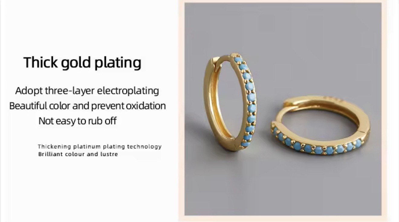 925 Sterling Silver Simple Round Different Size Turquoise Zircon (Copy) - Image 11