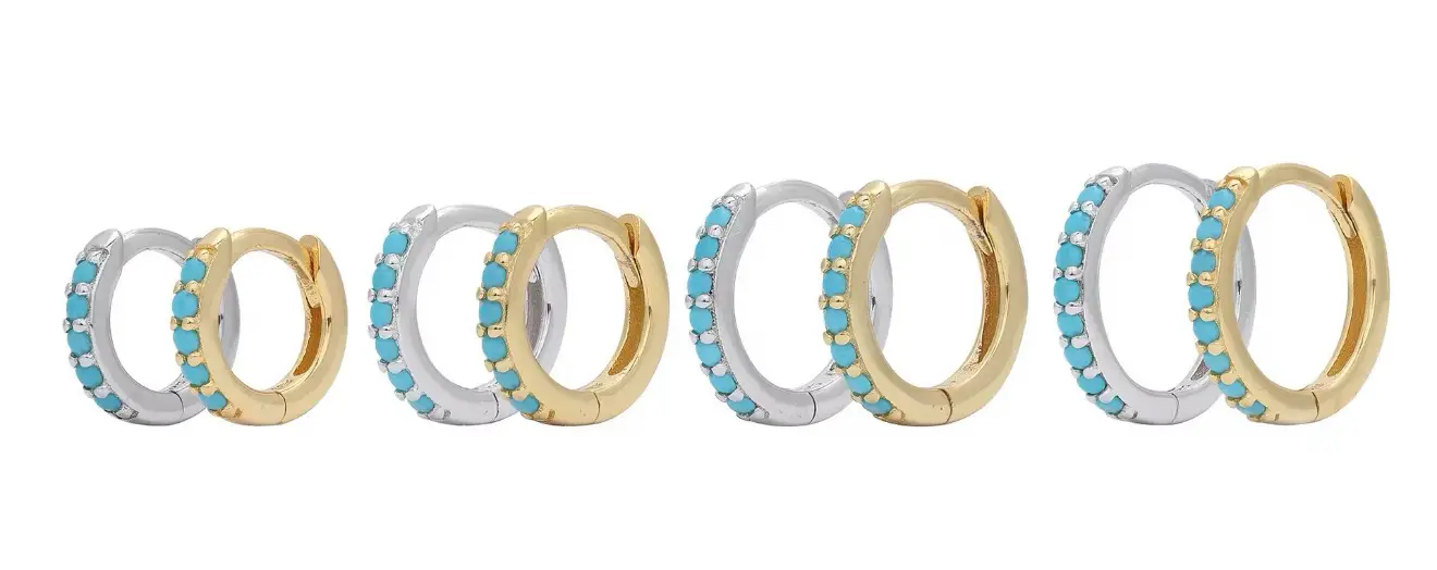 925 Sterling Silver Simple Round Different Size Turquoise Zircon (Copy) - Image 6