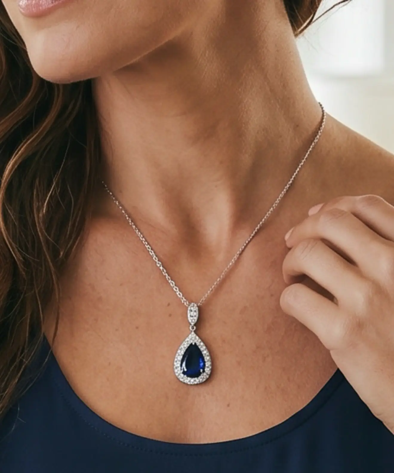 925 Sterling Silver Necklace with Lab-Grown Ruby and Sapphire Link Chain - Image 9
