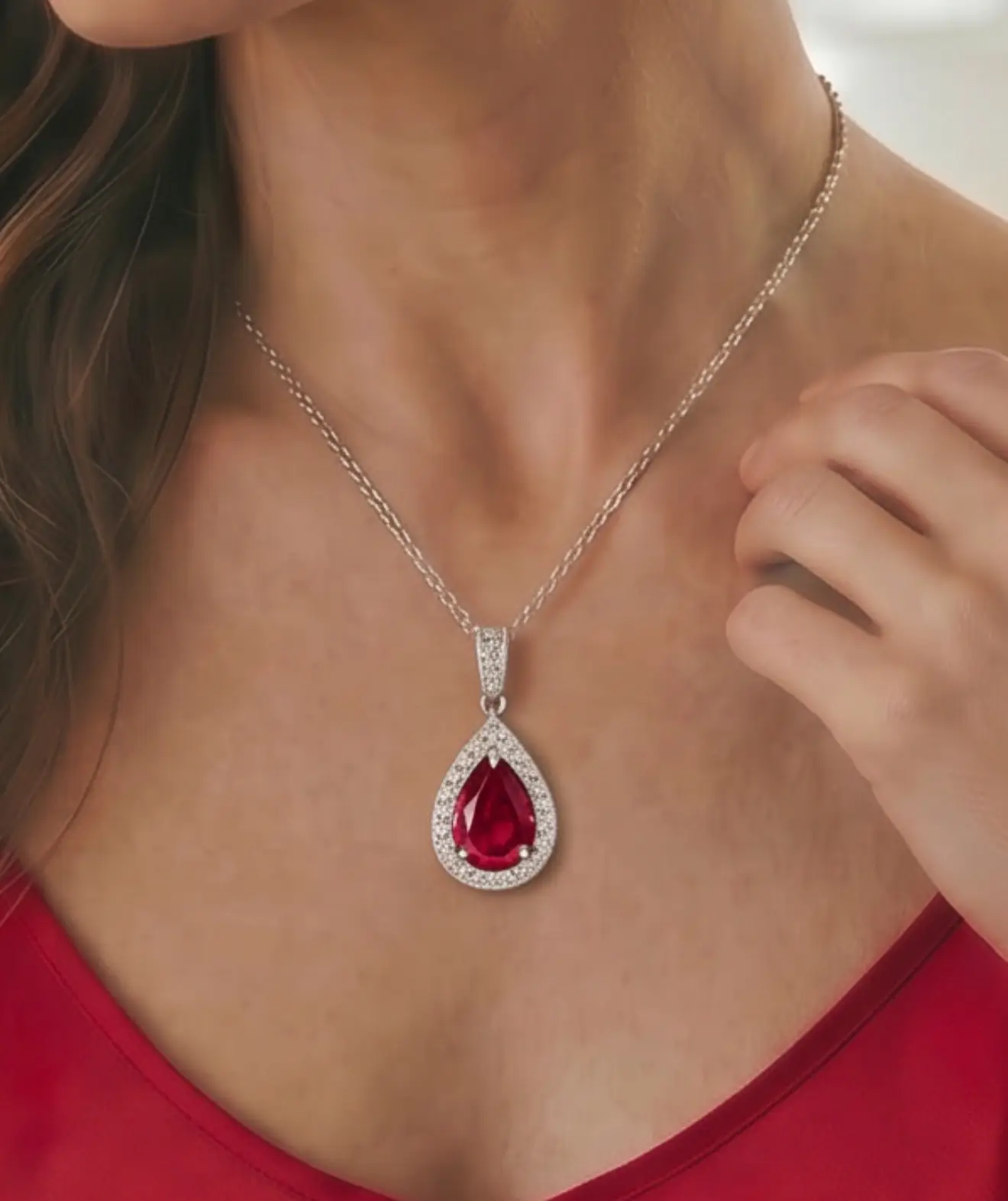 925 Sterling Silver Necklace with Lab-Grown Ruby and Sapphire Link Chain - Image 10