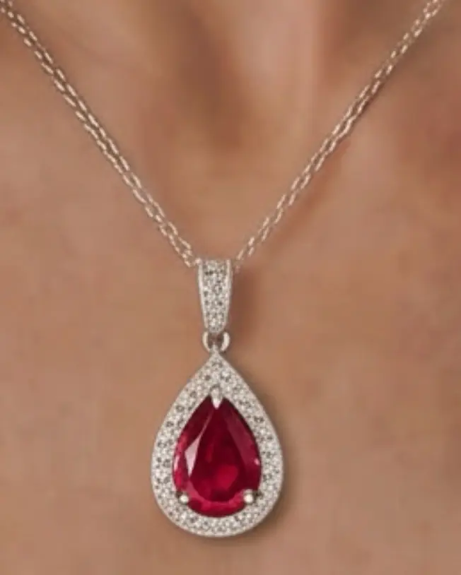 925 Sterling Silver Necklace with Lab-Grown Ruby and Sapphire Link Chain - Image 12