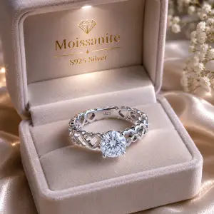 Fine Jewellery Diamond Luxury Round Cut S925 Sterling Silver Heart Ring Superior VVs1 Moissanite Ring for Wedding Engagement
