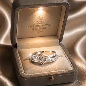 925 Sterling Silver Rings Wholesale New Exquisite Jewelry Plain Heart Ring White CZ Rings