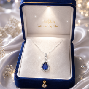 925 Sterling Silver Necklace with Lab-Grown Ruby and Sapphire Link Chain