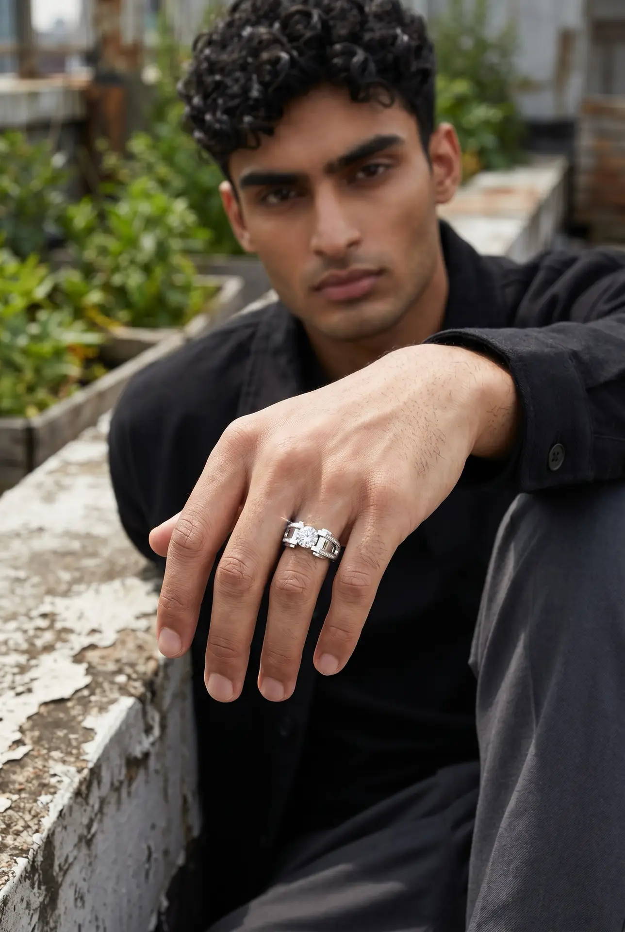 White Gold S925 Silver Rings DVVS1 Moissanite 1CT 2CT Round Shape Moissanite Stones Men Silver 925 Ring