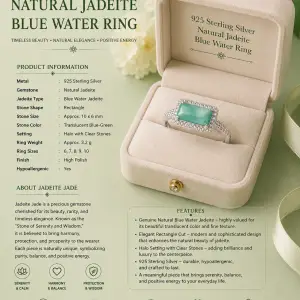 Natural Jadeite Blue Water Rings-S925