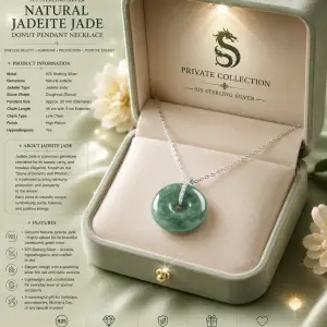 Natural Jadeite Jade Pendant Doughnut S925 Silver Inlay Fashion Simplicity Jewellery Gift