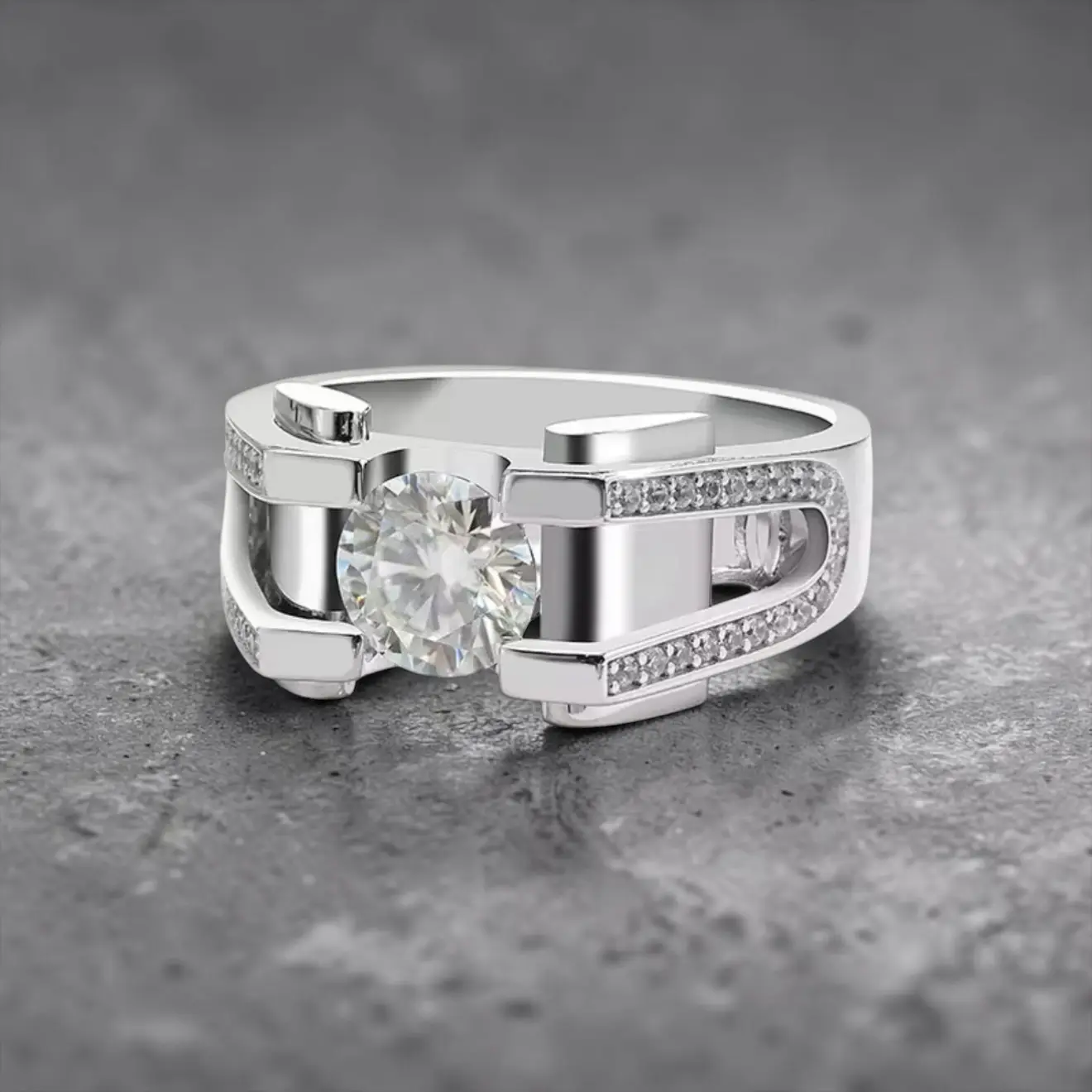 White Gold S925 Silver Rings DVVS1 Moissanite 1CT 2CT Round Shape Moissanite Stones Men Silver 925 Ring - Image 15
