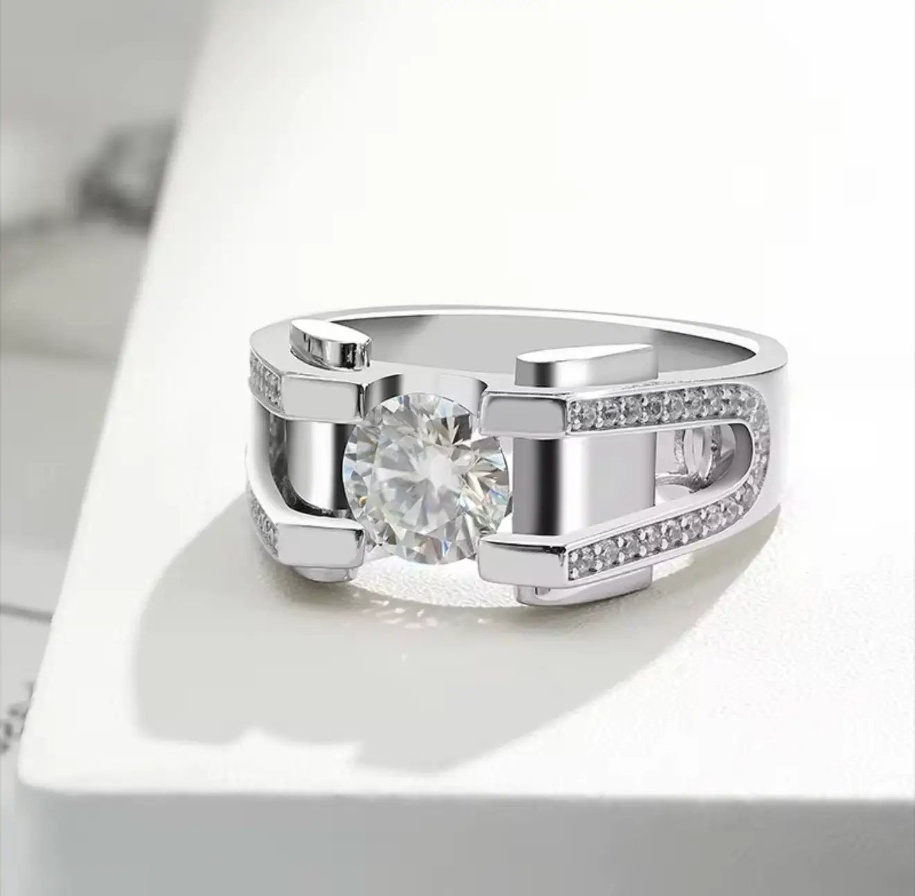 White Gold S925 Silver Rings DVVS1 Moissanite 1CT 2CT Round Shape Moissanite Stones Men Silver 925 Ring - Image 13