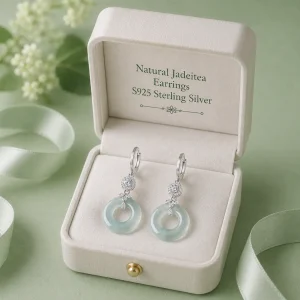 Natural Jadeitea Earrings S925 Silver Inlaid Fashion Female Accessories Jewelry