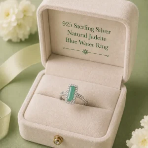 Natural Jadeite Blue Water Rings-S925