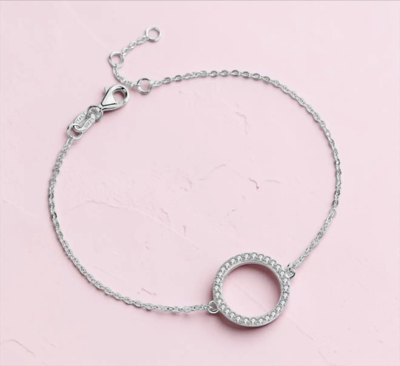 Women Sterling Silver Private Custom Engraved Zircon Rhodium Plated Trendy Chain Link Circle Charm Bracelets - Image 11
