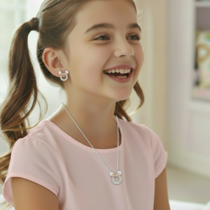 Minnie Earrings Embellished with Swarovski Crystals Kids Jewellery S925 Cute Stud Micky Daisini Hypoallergenic for Little Girls
